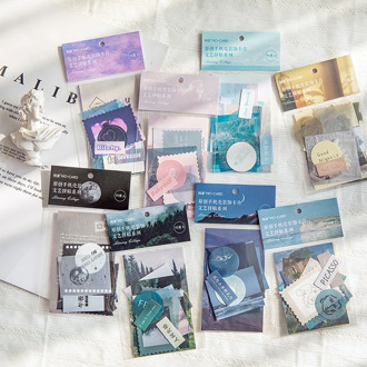 Mohamm 15Pcs Space Series Scrapbooking Stickers Multiple Paper Sticker Flakes Stationary Office Accessories Art Supplies