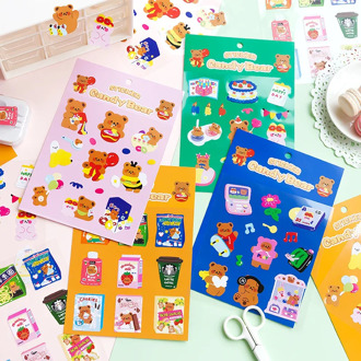 Mohamm 1Pc Candy Bear Series Stickers Decoration Scrapbooking Paper Creative Stationary School Supplies