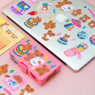 Mohamm 1Pcs Ins Style Cute Cartoon Sweet Bear Series Decoration Sticker Paper Creative Stationary Scrapbooking Stationary School