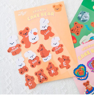 Mohamm 1Pcs Ins Style Cute Cartoon Sweet Bear Series Decoration Sticker Paper Creative Stationary Scrapbooking Stationary School