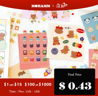 Mohamm 1Pcs Lovely Cartoon Cute Cross-Dressing Bear Series Decoration PVC Sticker Creative Stationary School Supplies