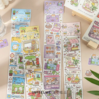 Mohamm 1Pcs My Small World Series DIY Cute Cartoon Stickers Creative Scrapbooking Stationary School Supplies