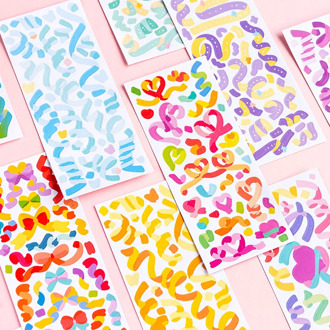 Mohamm 3 Sheets Rainbowsky Series Stickers Decoration Colorful Hand Account DIY Material