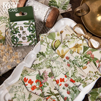 Mohamm 45 PCS Boxed Stickers Natural Praise Cartoon Flower Plant Decoration Sticker Flakes Scrapbooking School Supplies