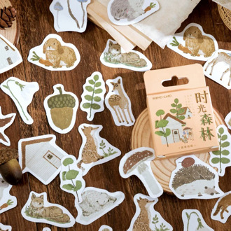 Mohamm 46Pcs Time Forest Series Stickers Decoration Scrapbooking Paper Creative Stationary School Supplies