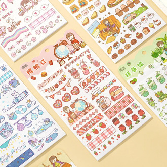 Mohamm 4Pcs Rainbow Time Series Stickers Decoration Scrapbooking Paper Creative Stationary School Supplies