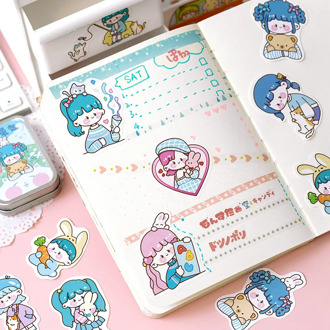 Mohamm 60Pcs Kawaii Small Fresh Stickers Decoration Scrapbooking Paper Creative Stationary School Supplies