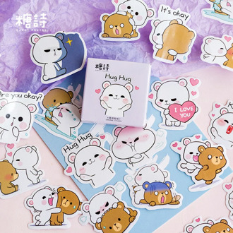 Mohamm Japanese Stationary Korean Journal Label Paper Small Diary Stickers Scrapbooking Bear Hug Flakes