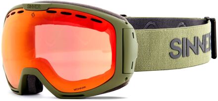 Mohawk Skibril - Mosgroen - Rode Spiegellens + Extra Roze Lens