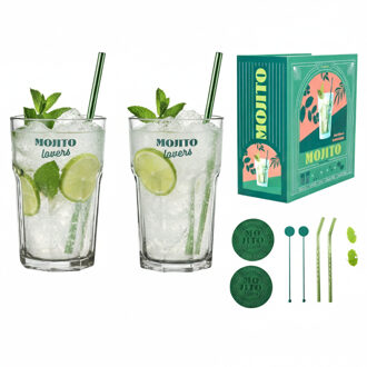 Mojito Cocktail Giftset - 10-delig - luxe cadeauset - glazen - vaderdag / moederdag Groen