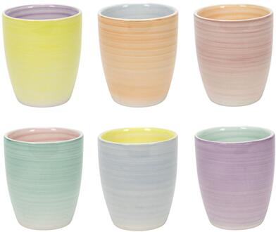 Mok 2-tone pastel zonder oor 180ml 6st verschillende