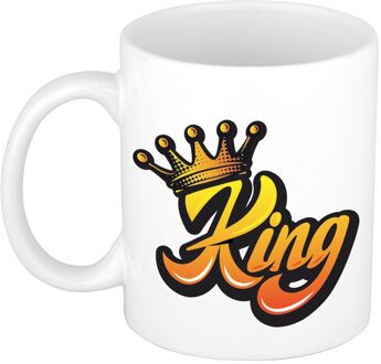 Mok/ beker wit Koningsdag King met kroon 300 ml - feest mokken