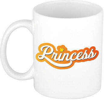 Mok/ beker wit Koningsdag princess 300 ml - feest mokken Multikleur