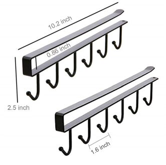 Mok Haken Cups Wijn Glazen Opslag Haken Keuken Gebruiksvoorwerp Ties Riemen En Sjaal Opknoping Haak Rek Houder Onder Kast Kast zwart