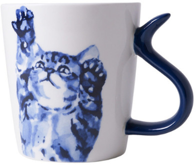 Mok Kattenstaart Ontdekken 300 ml Wit met blauw