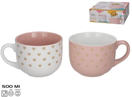 Mok love jumbo 500ml 2 assorti verschillende