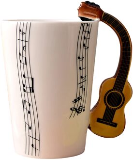 Mok Met Gitaar Unieke Handvat En Kunst Muzieknoten Houdt Kopjes Thee Koffie Melk Keramische Mokken Viool Cup Muzikanten