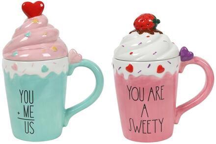 Mok slagroom met deksel en tekst 430ml verschillende