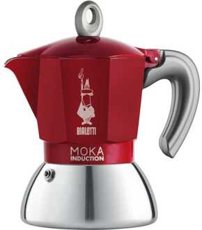 Moka Inductie Percolator Rood 6 kops Rood, Zilver