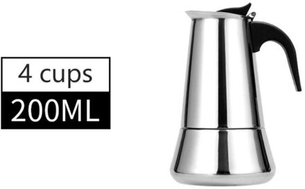 Mokka Espresso Maker Mokka Rvs Latte Percolator Met 12Cups/600 Ml Cappuccino Cafe Pot Keuken 200ML