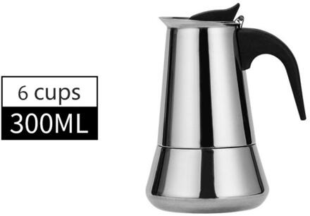 Mokka Espresso Maker Mokka Rvs Latte Percolator Met 12Cups/600 Ml Cappuccino Cafe Pot Keuken 300ML