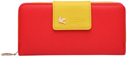 MOLAVE Portefeuilles & Houders mode Vrouwen portemonnee Lange Zipper Fly Sluiting Kleur Botsing Portemonnee Kaarthouder Zakken 9403 rood
