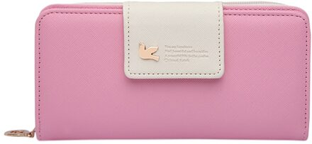 MOLAVE Portefeuilles & Houders mode Vrouwen portemonnee Lange Zipper Fly Sluiting Kleur Botsing Portemonnee Kaarthouder Zakken 9403 roze
