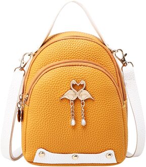 Molave Rugzak Dames Effen Kleur Lederen Kleine Zwaan Rugzak Tiener Leuke Schoudertas Multifunctionele Mini Reistas Geel