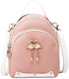 Molave Rugzak Dames Effen Kleur Lederen Kleine Zwaan Rugzak Tiener Leuke Schoudertas Multifunctionele Mini Reistas Roze