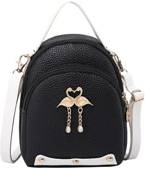 Molave Rugzak Dames Effen Kleur Lederen Kleine Zwaan Rugzak Tiener Leuke Schoudertas Multifunctionele Mini Reistas zwart