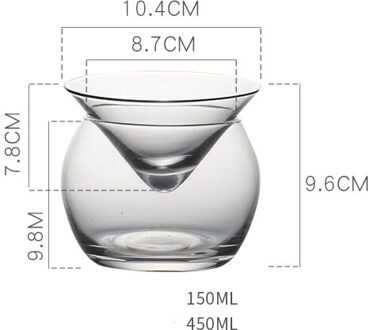 Moleculaire Mixologie Tussenlaag Driehoek Cocktail Iced Kristallen Wijnglas Kegel Martini Bolvormige Set Barman Speciale Drinkbeker 150ml en 450ml