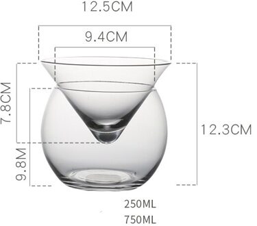 Moleculaire Mixologie Tussenlaag Driehoek Cocktail Iced Kristallen Wijnglas Kegel Martini Bolvormige Set Barman Speciale Drinkbeker 250ml en 750ml