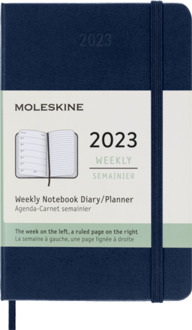 Moleskine agenda 2023, 1 week per pagina met notitieblad, hardcover, kleur sapphire blauw,