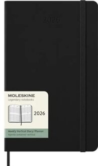 Moleskine agenda 2026, 1 week per 2 pagina's verticaal, hardcover, a5, zwart