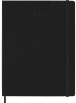 Moleskine agenda 2026, 1 week per pagina + notitieblad, xl, hardcover, zwart