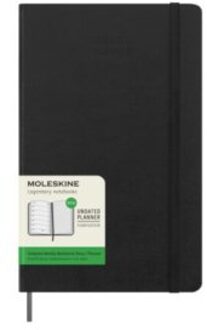 Moleskine agenda ongedateerd, 1 week per pagina met notitieblad, a5, gelinieerd, hardcover, zwart