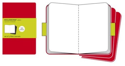 Moleskine Cahier Notitieboek Cranberry Rood - Pocket - Soft cover - Blanco - Set van 3