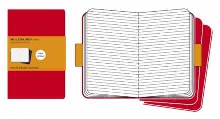 Moleskine Cahier Notitieboek Rood - Large - Soft cover - Lijnen - Set van 3