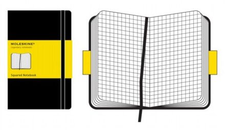 Moleskine notitieboek, ft 9 x 14 cm, geruit, harde cover, 192 bladzijden, zwart