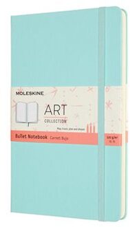 Moleskine notitieboekje bullet art, hard cover, formaat 13 x 21 cm. large, kleur aqua blauw