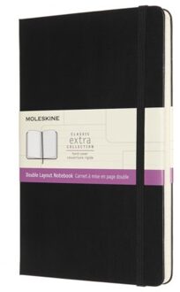 Moleskine notitieboekje, uitvoering double layout hardcover, formaat large, blanco / gelinieerd,