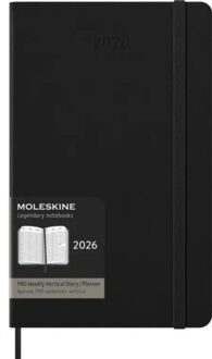 Moleskine pro planner 2026, 1 week per 2 pagina's, verticaal, a5, hardcover, zwart