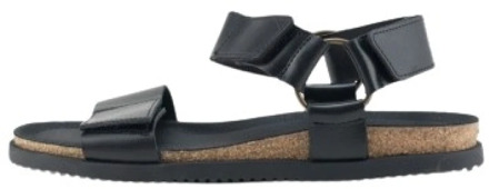 Molly Leren Sandaal - Zwart Nature Footwear , Black , Dames - 37 Eu,40 EU