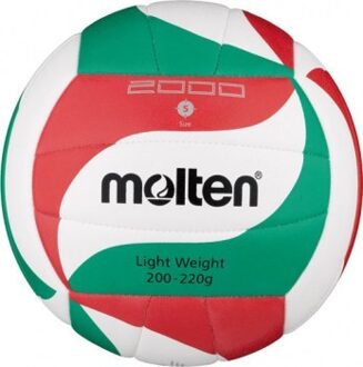 Molten trainingsvolleybal 5m2000-lightw wit/rood/groen maat 5