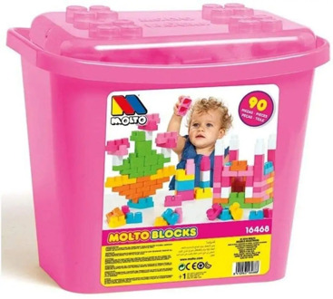 MOLTO blocks, pink container with 90 blocks, large plastic cube, building blocks, blocks, toys girls