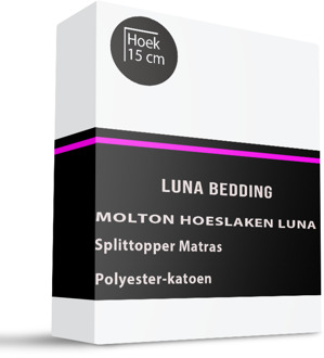 Molton Hoeslaken Luna - Splittopper - 2-PACK - 160x200 Cm - Luna Bedding Matrasbeschermer - Dekbed-Discounter.nl