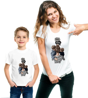 Mom and Son Family Matching Clothes Summer Casual Short Sleeve Tshirt Super Mama and Baby Boy Family Look T-shirt Clothes