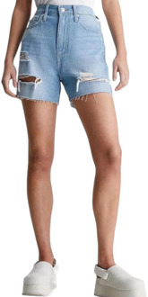 Mom Denim Short Dames lichtblauw - 28