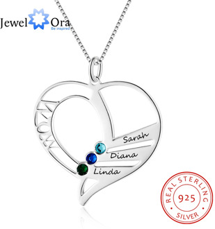 Mom's Jewelry Name Necklace Personalized Birthstone Engrave Name 925 Sterling Silver Necklaces & Pendants (JewelOra NE102363)