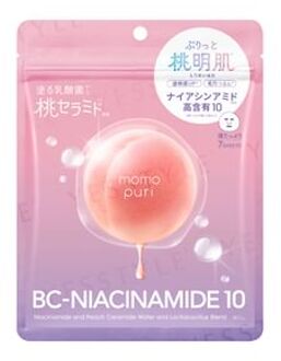 Momo Puri Niacinamide & Peach Ceramide Water & Lactobacillus Blend Facial Mask 7 pcs